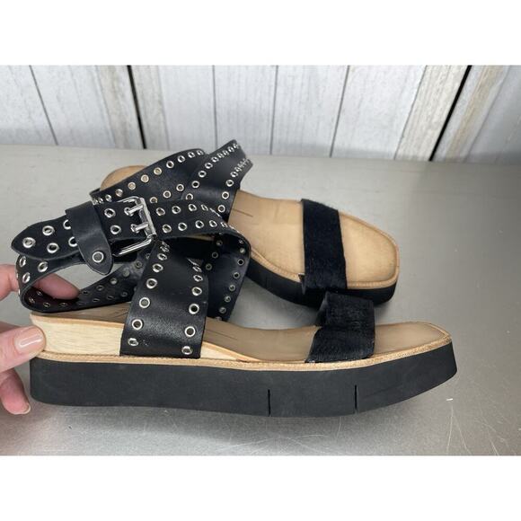 Dolce Vita Women's Panko Stud Square Toe Black Sandal Ankle Strap Size 7 - Picture 3 of 6